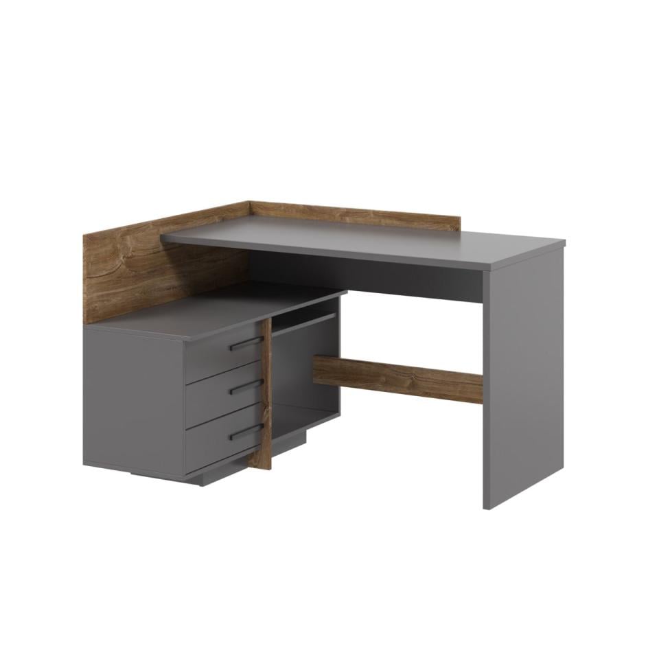 Комп'ютерний стіл Естет Дуб Таверна лівий 129х102х75 см Графітовий (МС21.1)