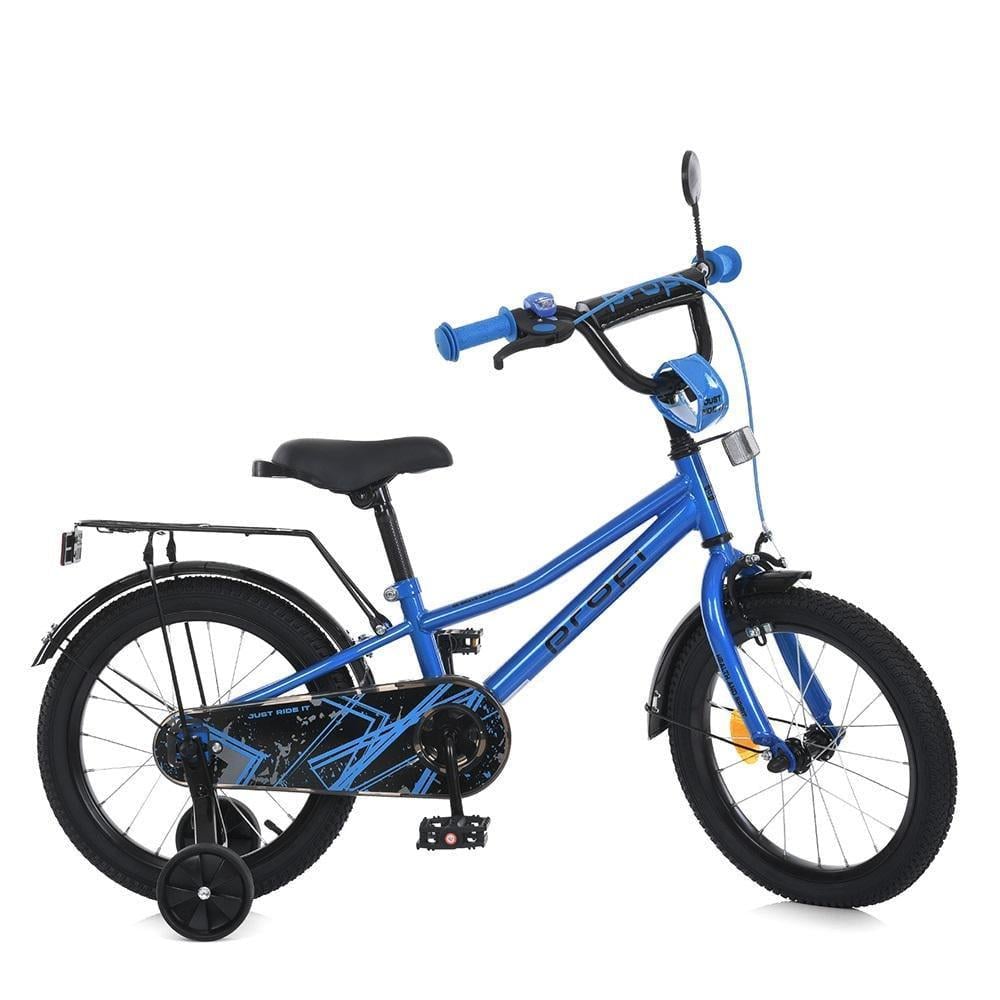 Дитячий велосипед PROF1 Prime 16" з багажником Синій