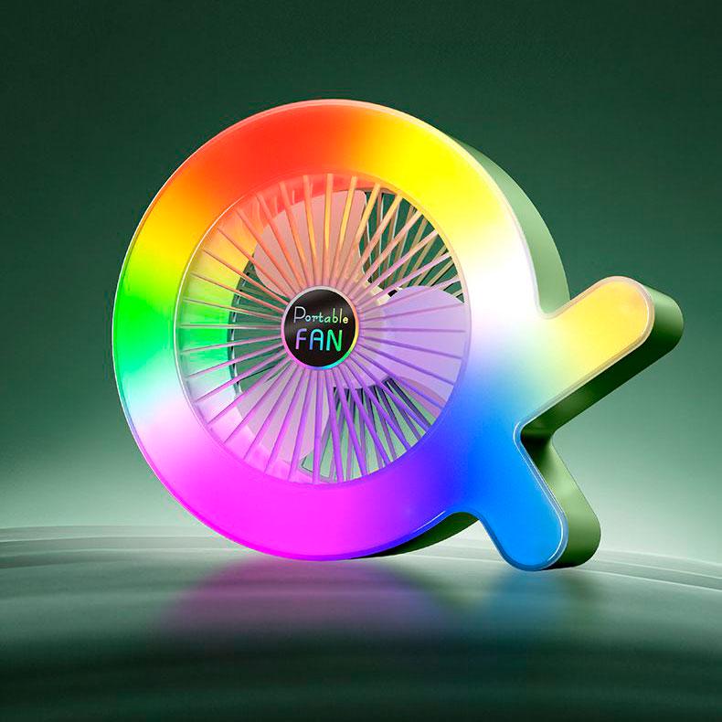 Вентилятор Desktop Fan S37 c RGB подсветкой 2,8 Вт Салатовый-белый