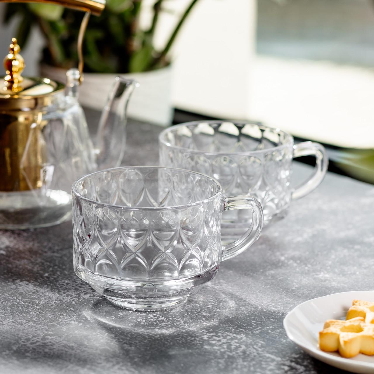 Набір скляних чашок для чаю та кави 2 шт. 450 мл Прозорий - фото 3