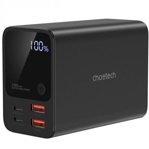 Повербанк Choetech B635-BK 27000 mAh 2xUSB-C PD3,0 100/100 W 2хUSB- A QC3,0 Display Black (584082)