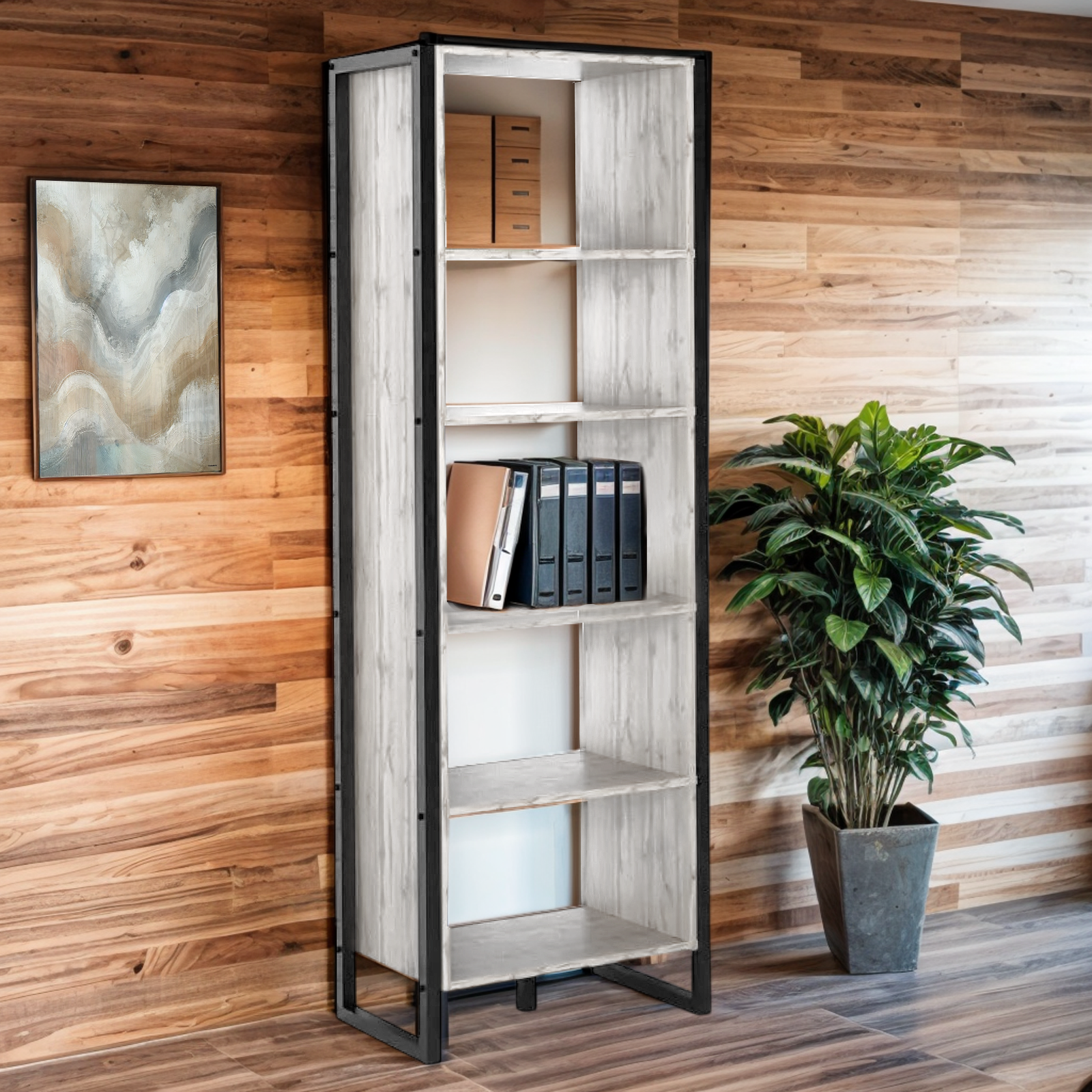 Шкаф офисный Tobi Sho LOFT Iceberg ШЛА/1 для документов 600x400x1900 мм Дуб крафт белый