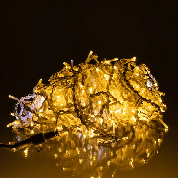 Гирлянда декоративная бахрома уличная 335 LED 20 м от сети белая нить Желтый - фото 3