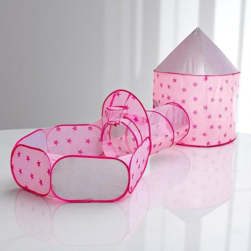 Палатка игровая с туннелем детская Розовая (ZP8901) Палатка игровая с туннелем детская Розовая (ZP8901)