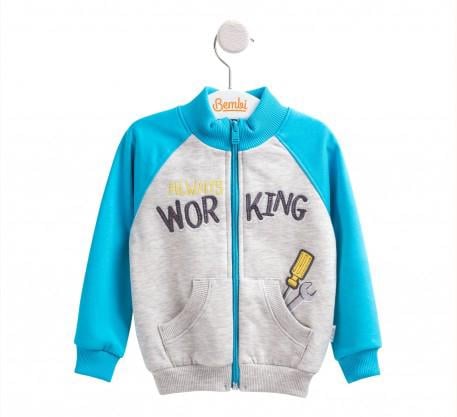 Кофта утепленная для мальчика Бемби 98 см Голубой/Серий (КФ 176)
