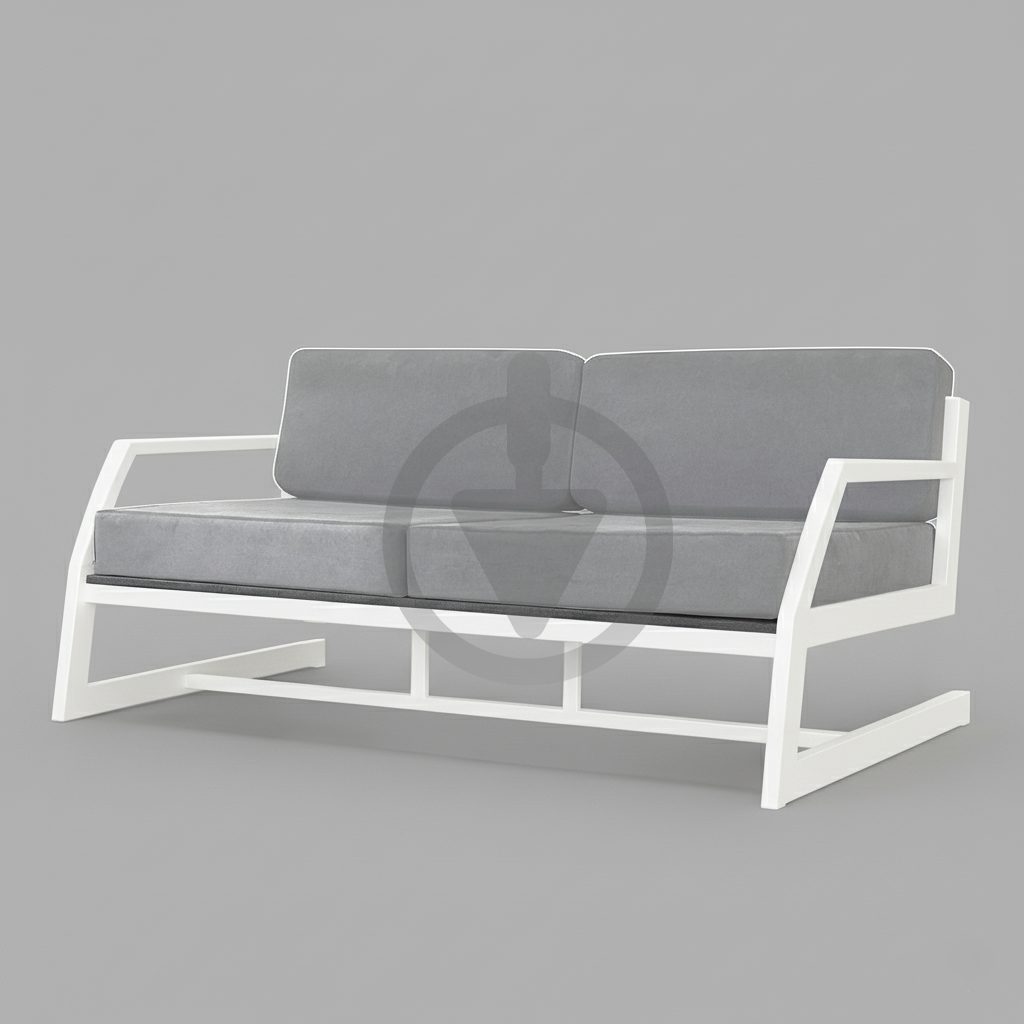 Диван металевий AVVS tech Атлас вуличний лофт рогожка з підлокотниками 156 см Світло-сірий/Білий (30222803) - фото 1