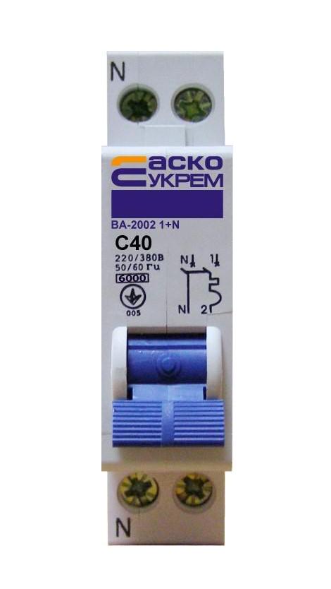Автоматический выключатель Аско-Укрем ВА-2002 2р 1+N 40А (58430)