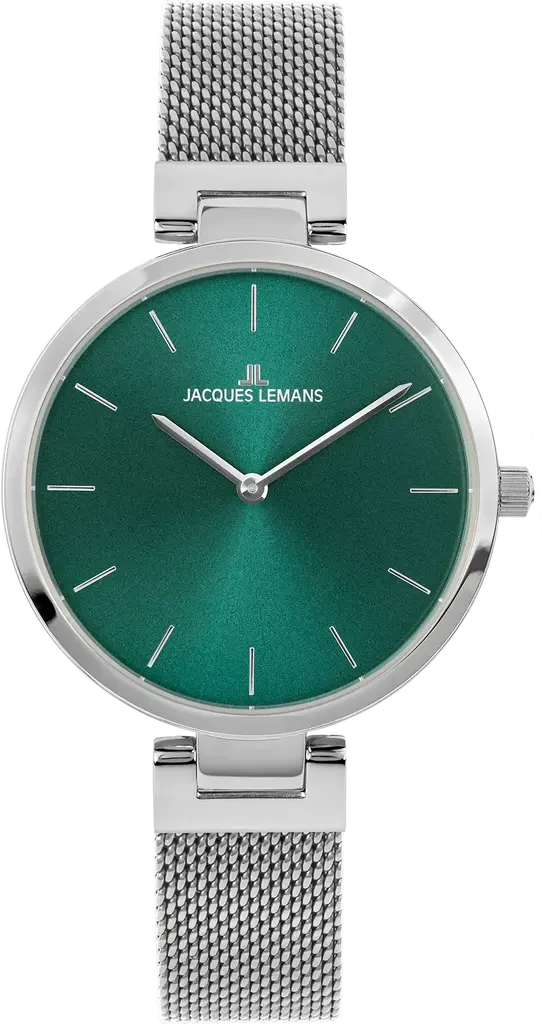 Наручные часы женские Jacques Lemans Elegance 1-2110D со стальным корпусом WR 50 м и зеленым циферблатом