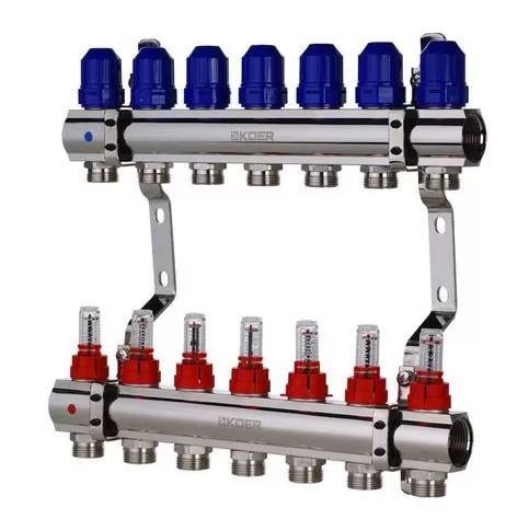Коллекторный блок с расходомерами KOER KR.1110-07 1"x3/4" (KR2644)