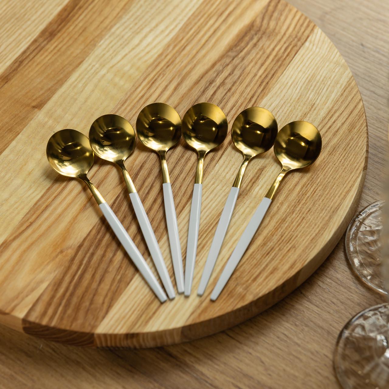 Набор чайных ложек 6 шт. 12,9 см Белый с золотом