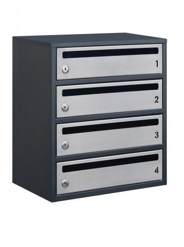 Почтовый ящик Lev-metal Е2-04.F на 4 секции 455x390x250 мм Антрацитово-серый (22040205)