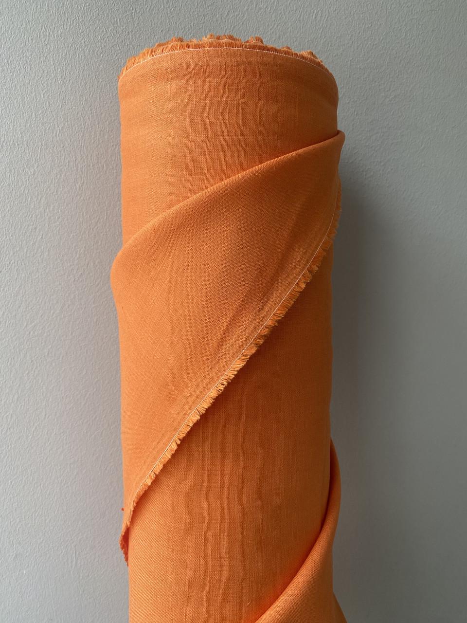 Ткань LINEN PLUS 100% лен 143 см 1250 Оранжевый - фото 5