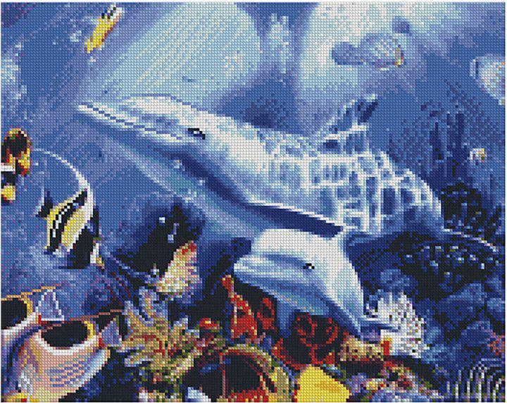Алмазная мозаика FA11051 Два дельфина 40x50 см