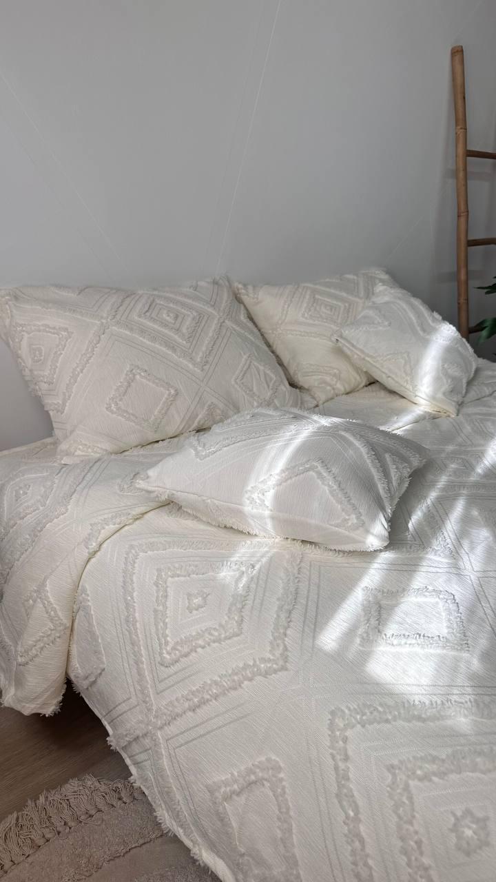 Покрывало Скандинавский большой ромб 140х240 см Молочный - фото 7 Покрывало Скандинавский большой ромб 140х240 см Молочный - фото 7