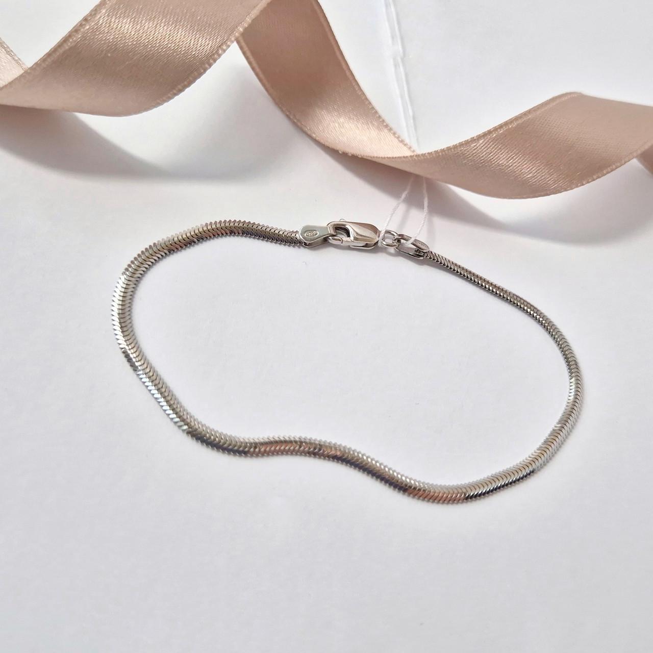 Браслет плоский снейк без камней серебро 925 пробы родированное 2,10 г 18 см (222р1/18) Браслет плоский снейк без камней серебро 925 пробы родированное 2,10 г 18 см (222р1/18)