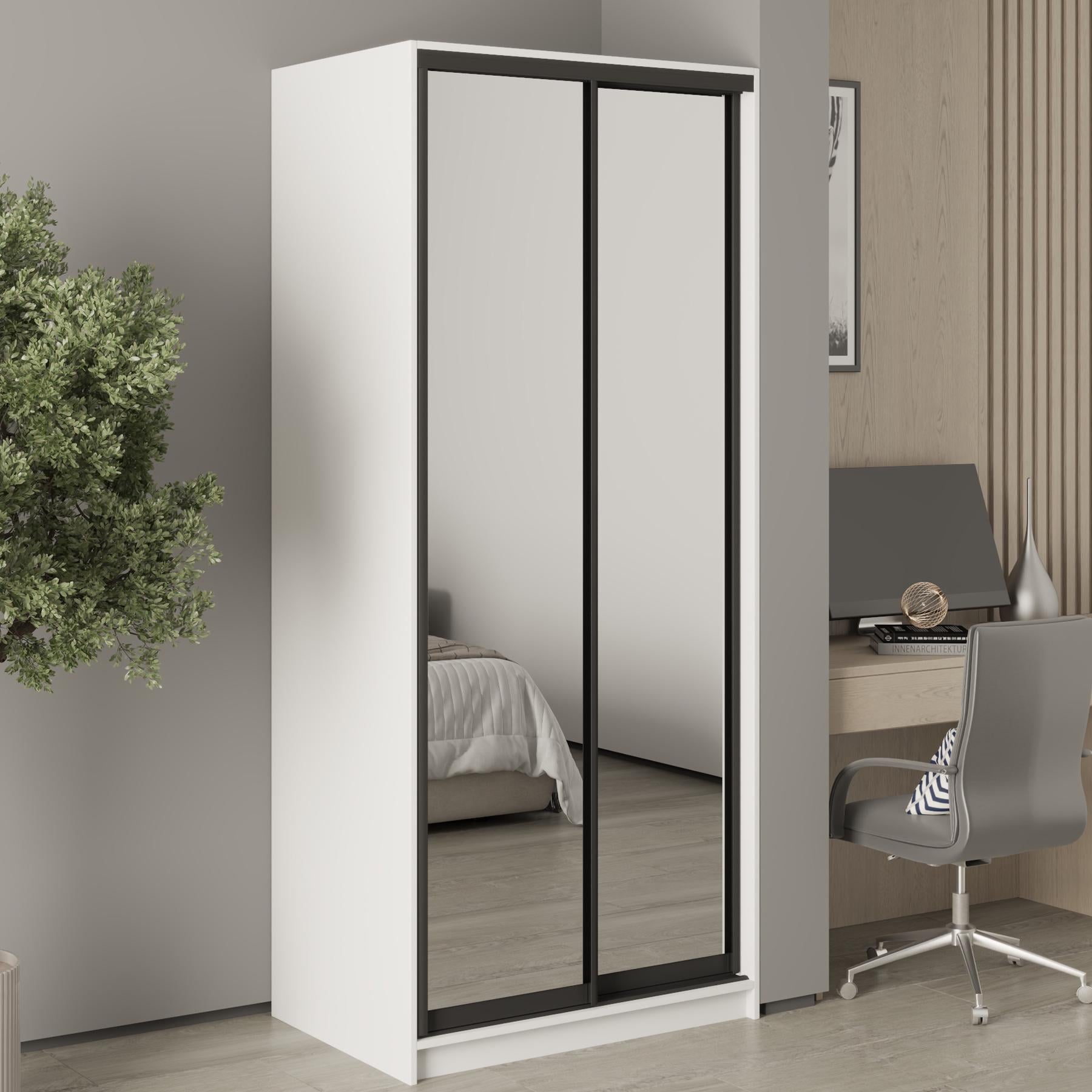 Шкаф-купе двухдверный MebelStar Уни BG 2 зеркала 90x60x210 см Аляска белая (MBS-11427) Шкаф-купе двухдверный MebelStar Уни BG 2 зеркала 90x60x210 см Аляска белая (MBS-11427)