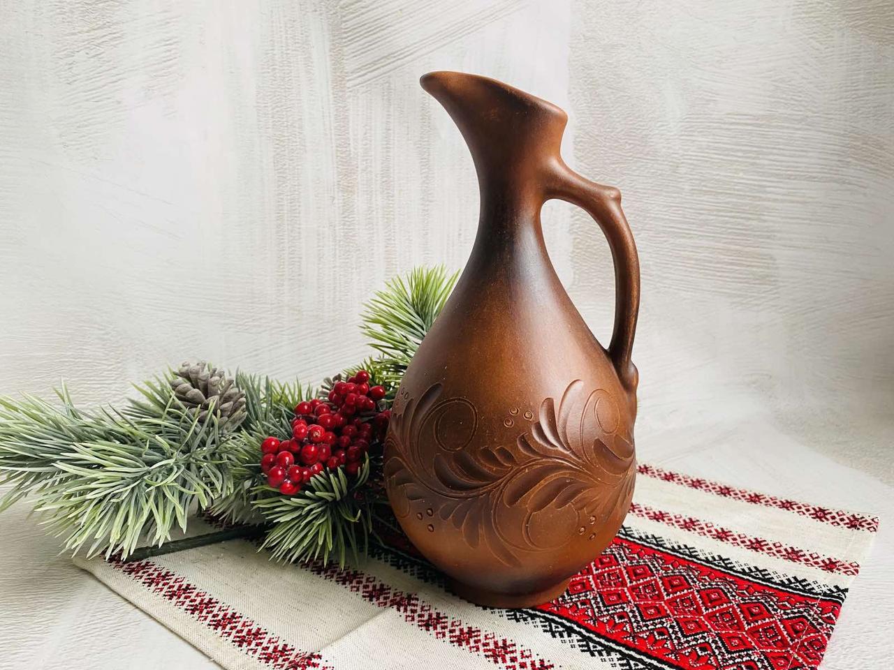 Штоф глиняный с резью 800 мл (1017046379)