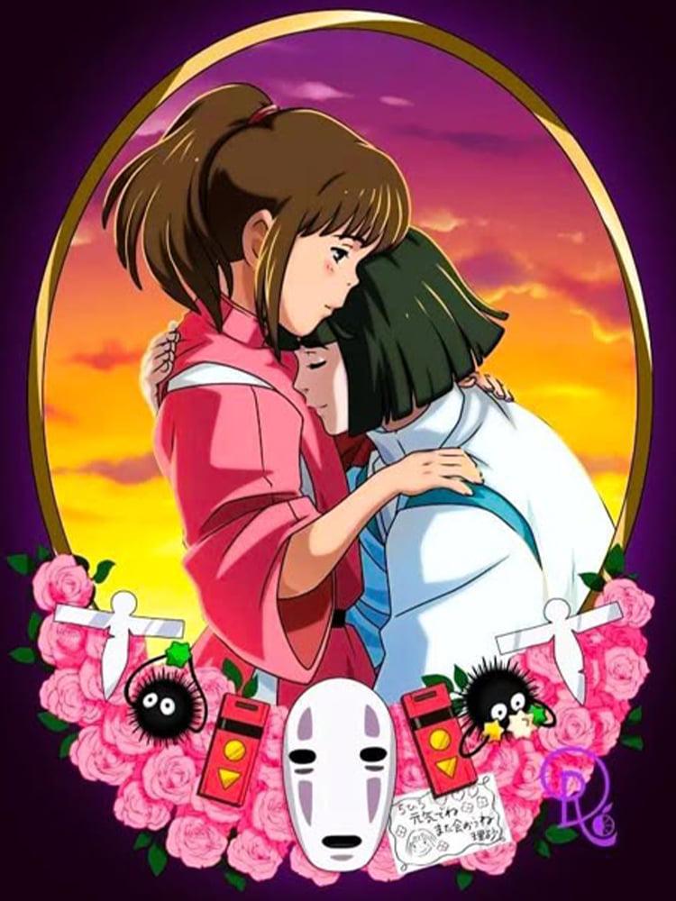 Алмазная мозаика SHLab Аниме Spirited Away Хаку и Тихиро Вышивка SHS-40405 Полная Выкладка 30x40 см (40405)