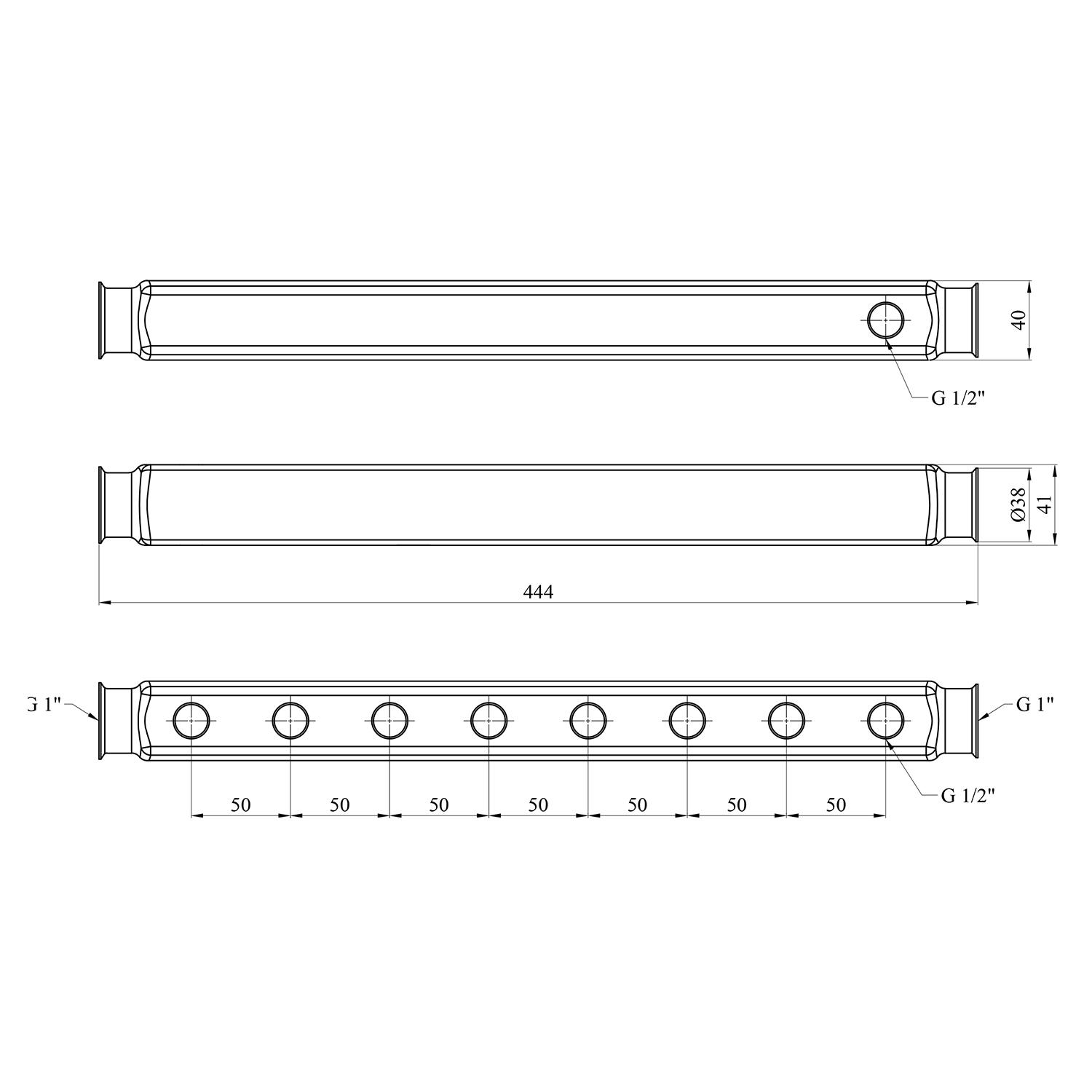 Коллектор Karro на 8 выходов 1"х1/2" РВ нержавеющая сталь (KR-1003) - фото 2