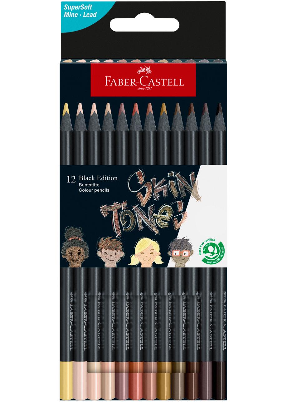 Набір олівців 12 кол. FABER CASTEL тригранні чорне дерево тілесні (116414)