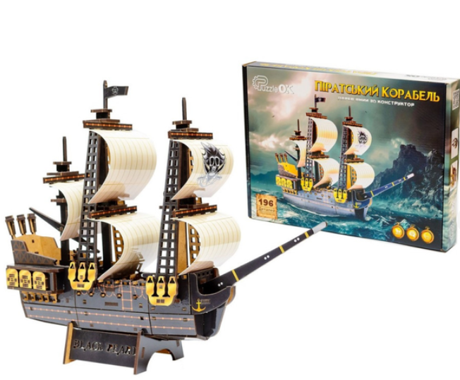 Конструктор деревянный PuzzleOK 3D Пиратский корабль Puz-00928 196 деталей