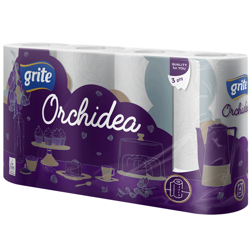 Рушники паперові GRITE Orchidea 13,86 м 3 шари 4 рул. (3RSORG1304)