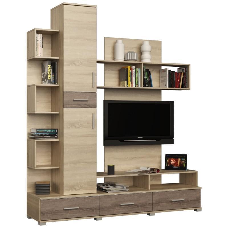 Стенка в гостиную Еверест Бриз Сонома/Трюфель (111370)