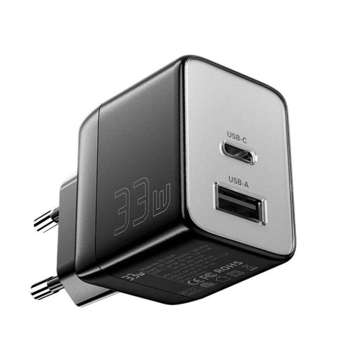 Зарядное устройство Essager ECT33W GaN 33 Вт USB-C/USB-A Black (ECT33W-LJB01-Z)