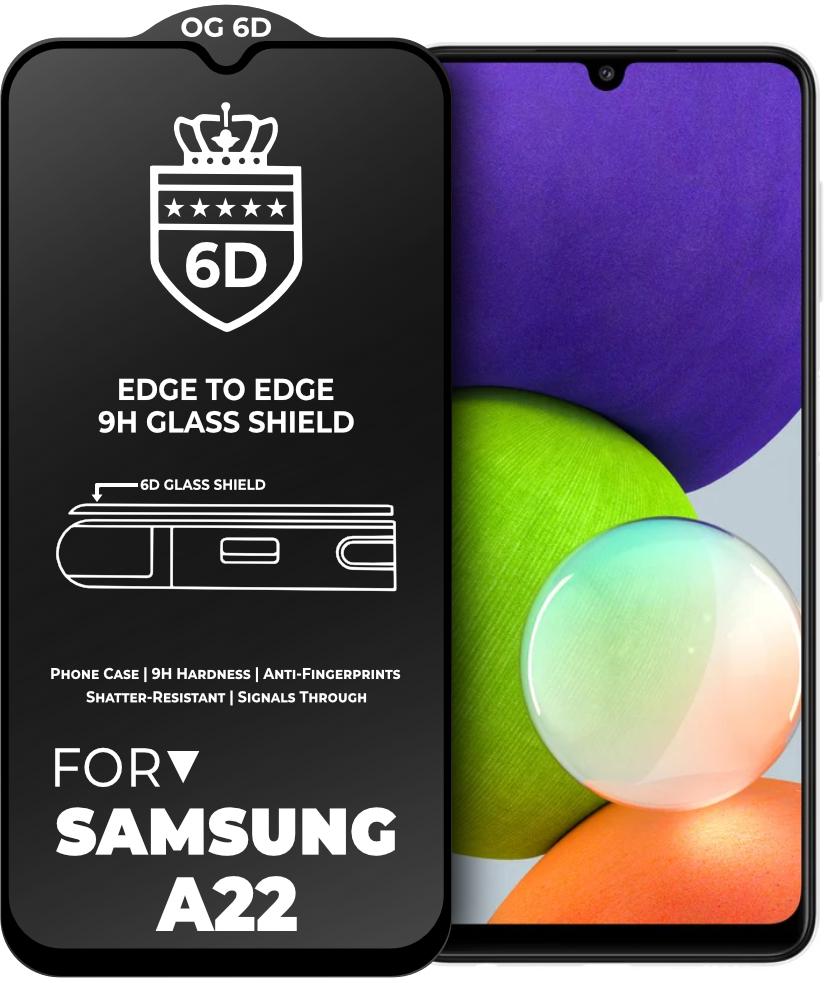 Защитное стекло 6D OG Crown для Samsung Galaxy A22 A225 Black (23787)