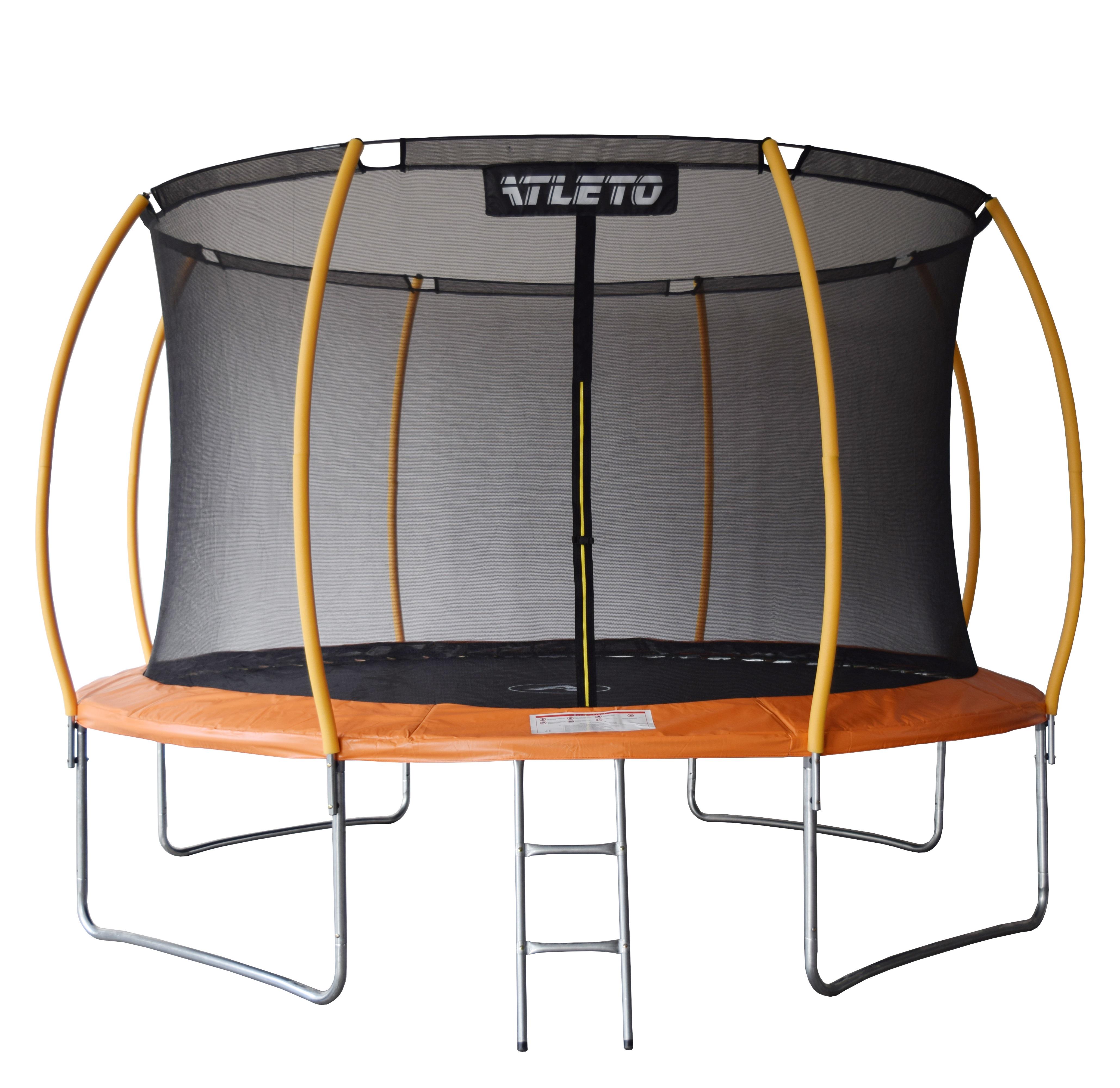 Батут Atleto з внутрішньою сіткою та драбинкою 404 см Помаранчевий (42400495)
