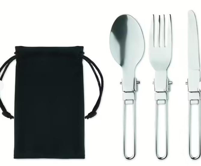 Набір столових приладів туристичний 3в1 складні ложка/вилка/ніж у чохлі Сріблястий (AWN-00130) Набір столових приладів туристичний 3в1 складні ложка/вилка/ніж у чохлі Сріблястий (AWN-00130)