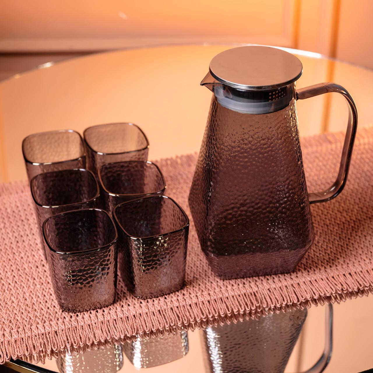 Кувшин 1,8 л со стаканами 6 шт. 200 мл Серый (HP-19-38S)