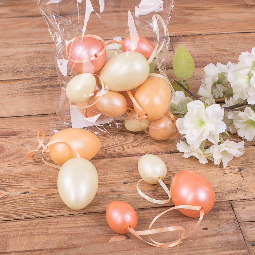 Яйца пасхальные разномерные 16 шт. Оранжевый/Кремовый (5053-5)