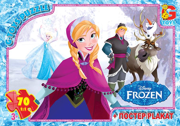 Пазл G Toys Frozen 70 элементов с постером в коробке (111680)