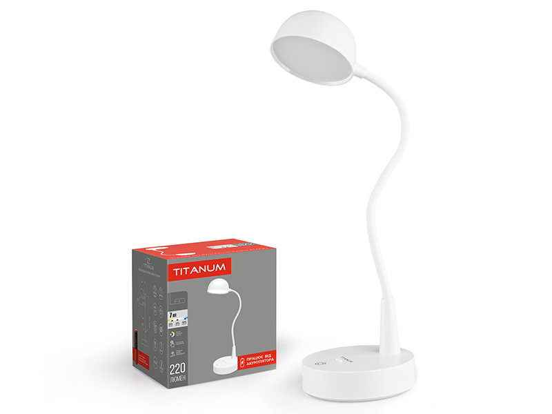 Настольная лампа аккумуляторная Titanum TLTF-012W 7W 5V 3000-6000K (9308)