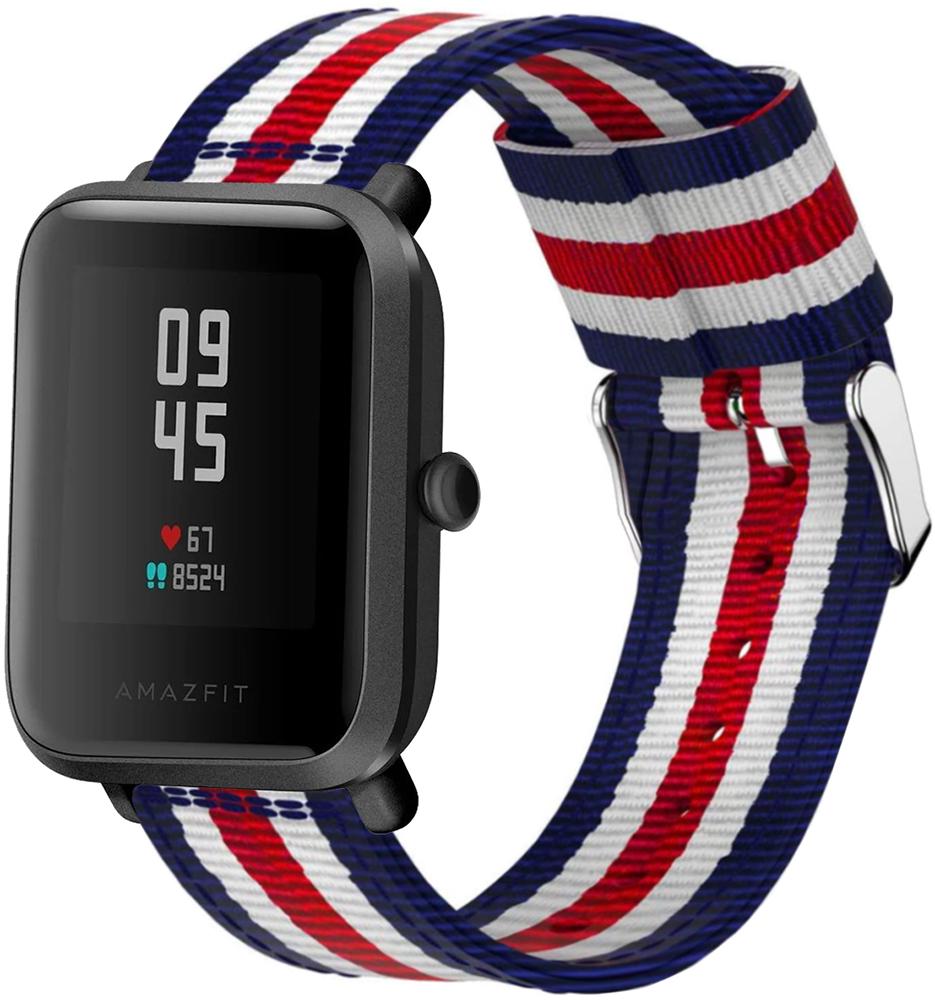 Браслет тканевый Canvas для Amazfit Bip Blue/White/Red (09218)