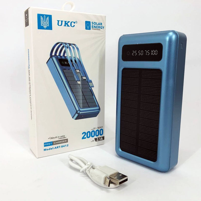 Повербанк UKC Solar 8412 із сонячною панеллю 20000 mAh Blue (13465968) - фото 16