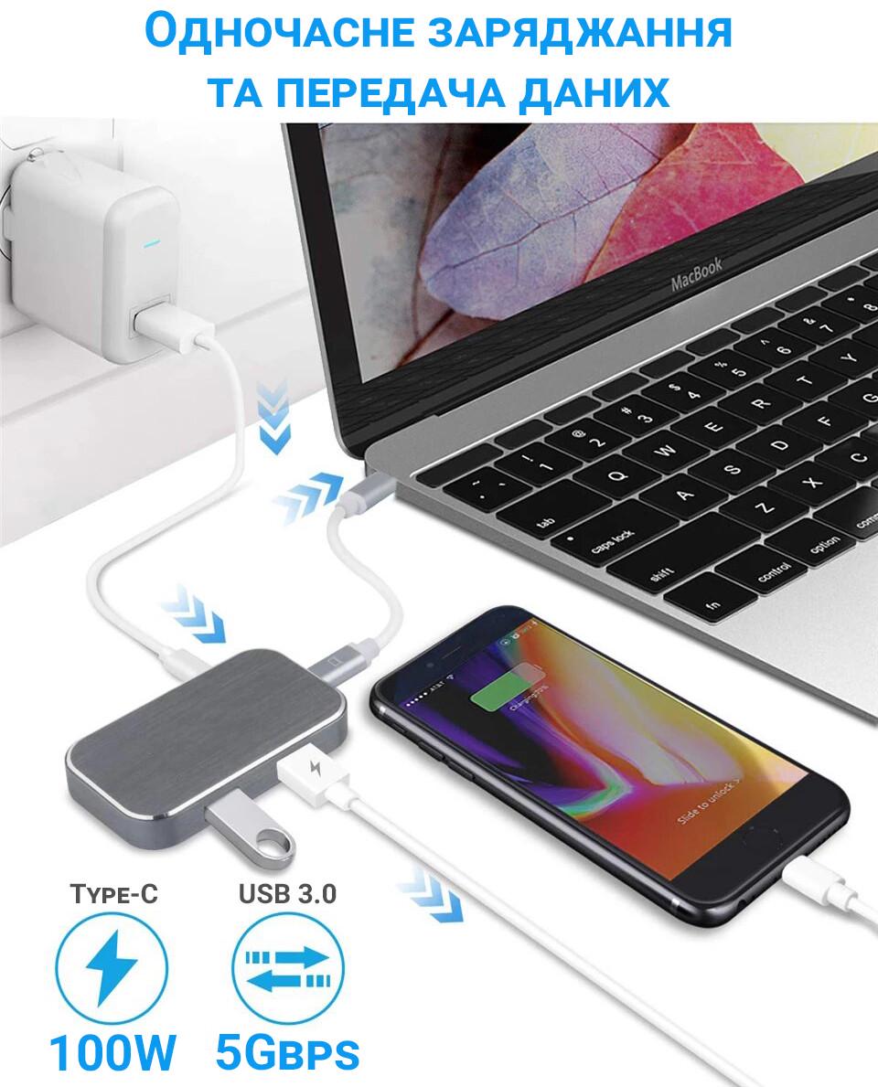 USB Type-C хаб-разветвитель Digital Lion MH-08 многопортовый концентратор 5в1 - фото 7