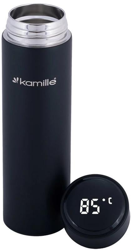 Термос Kamille Emerick с ситечком и датчиком температуры воды 400 мл