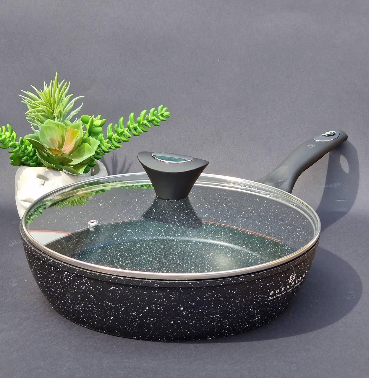 Сковорода Edenberg з мармуровим антипригарним покриттям та кришкою 20 см 1,2 л (EB-5713)