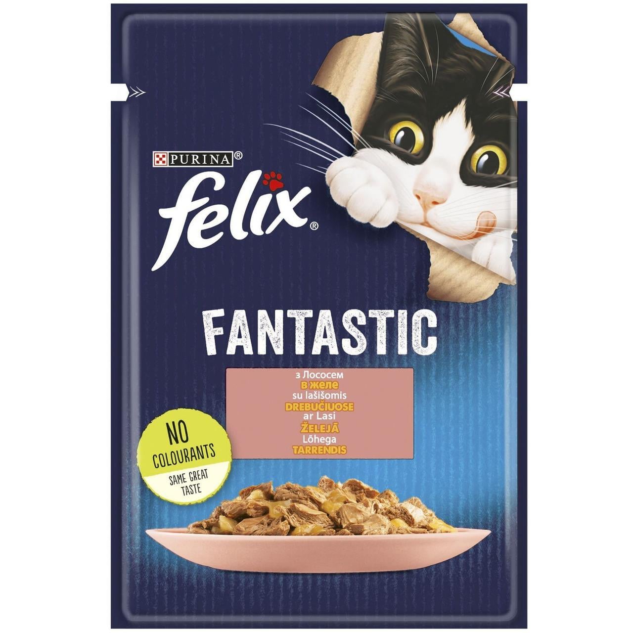 Вологий корм для котів Felix Fantastic з лососем в 85 г 26 шт.