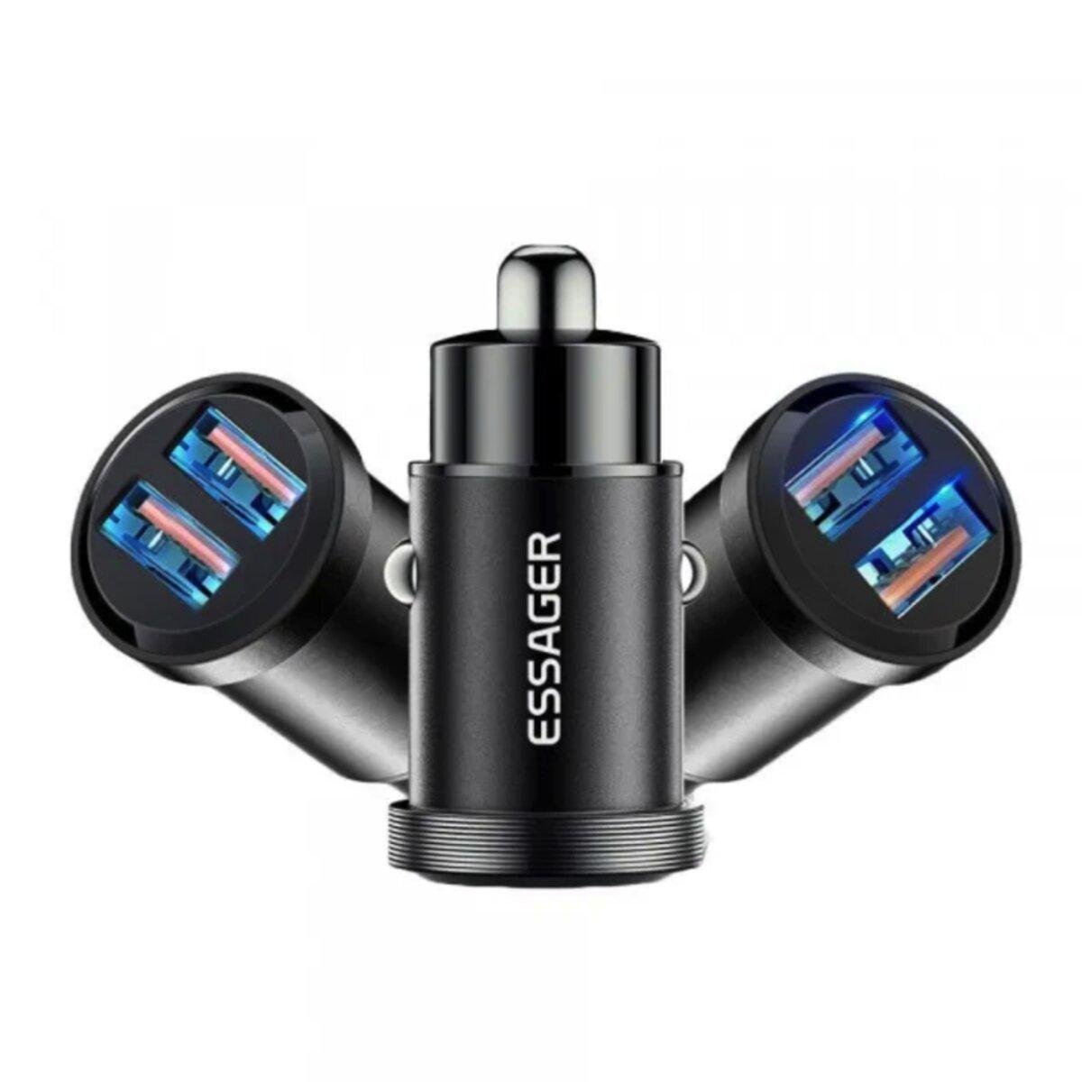 Зарядное устройство автомобильное Essager City Dual USB-A Car Charger 60W Black (ECC2C1A-FF01) - фото 3