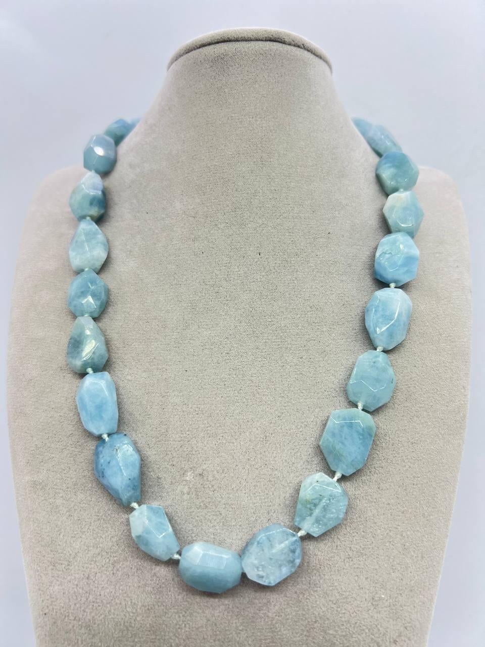 Бусы аквамарин 44 см Голубой (10916)