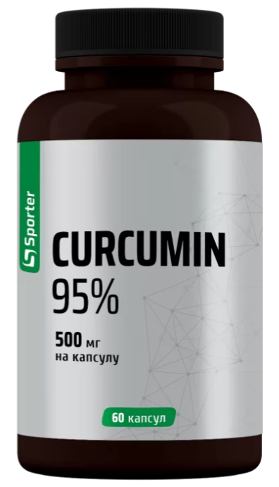 Комплекс Экстракт куркумы с биоперином Sporter Curcumin 95% 500 мг 60 капсул Комплекс Экстракт куркумы с биоперином Sporter Curcumin 95% 500 мг 60 капсул