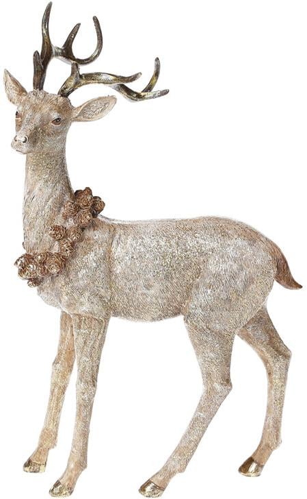 Статуэтка декоративная Олень с венком из шишек 34,5 см (BD-218-704)
