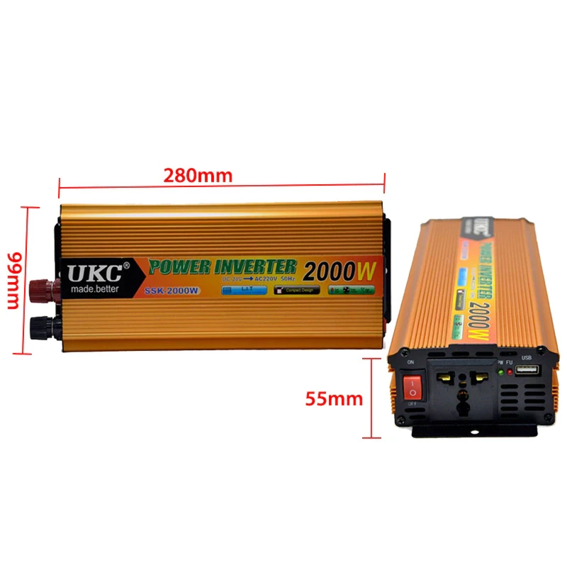 Автомобільний інвертор UKC SSK 2000W 12/220V (14421546) - фото 7