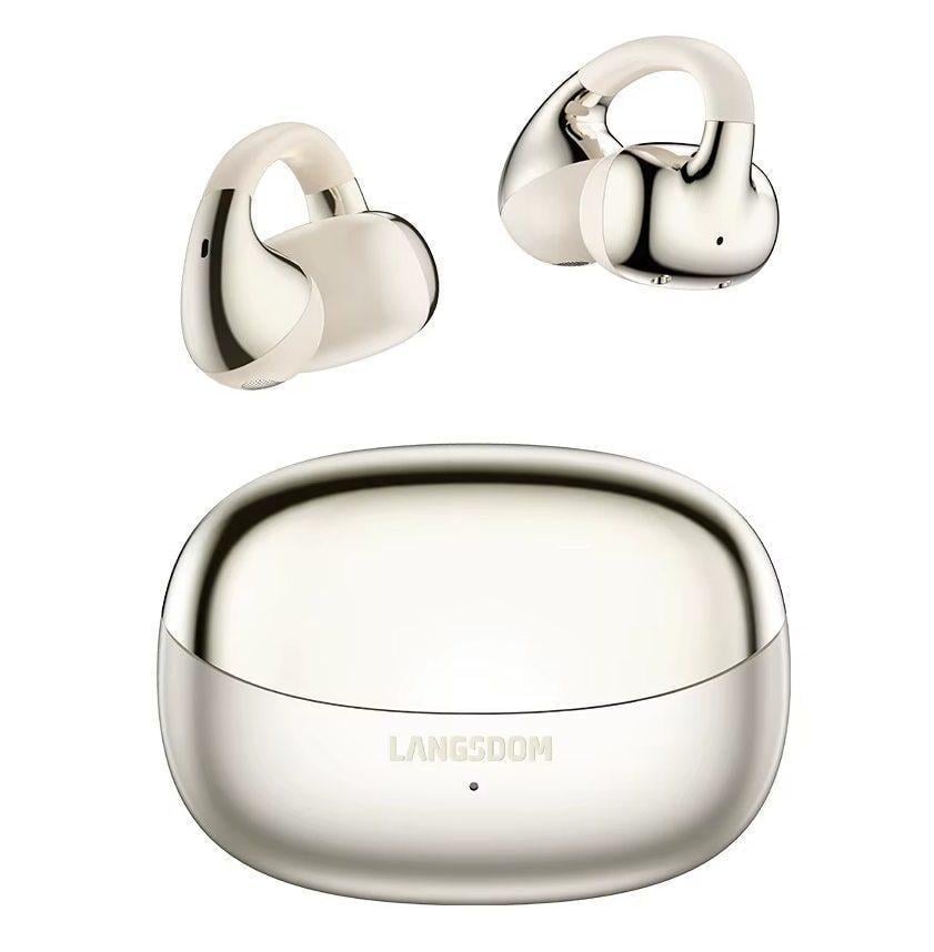 Наушники-клипсы костные Langsdom TS-32 Pro с Bluetooth 6.0/активным шумоподавлением/микрофоном Бежевый (36248815)