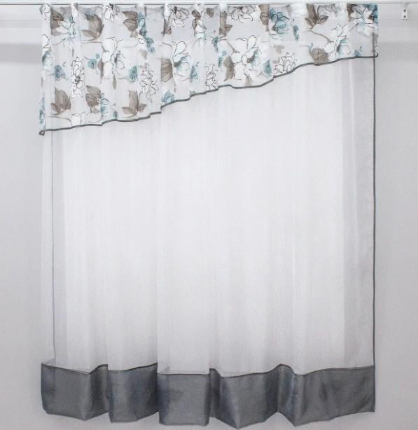 Комплект штор на кухню шифон/органза 260х170 см Белый/Серый (00к 59-277)