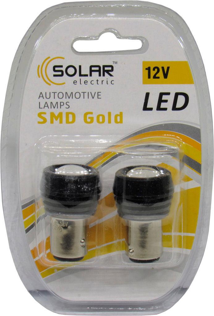 Лампочка 2-ох конт. груша Білий LED SMD 12V 1-діод P21/5W BAY15d Solar 2 шт.   LS240  12V-P21/5W BAY15d