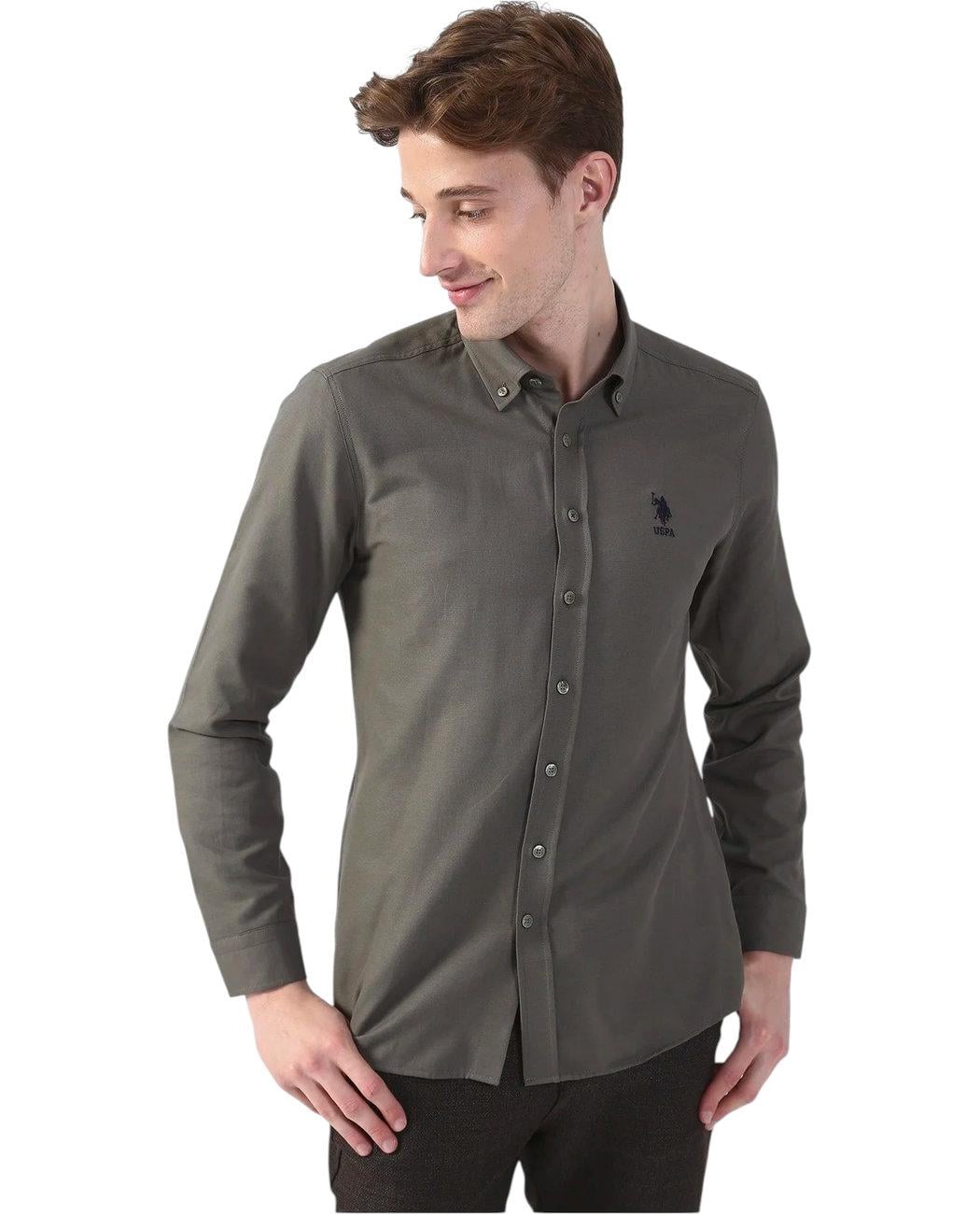 Рубашка мужская с длинным рукавом U.S. Polo Assn. 1753823.OLIVE M Оливковый (8683856308845)